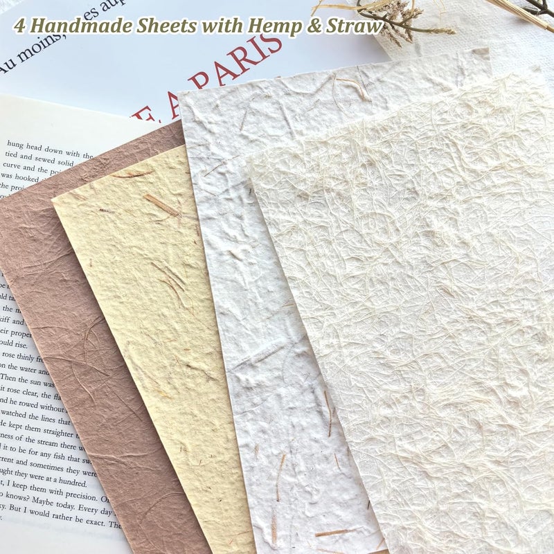 Flartmo 25 Desingns Handmade Textured Paper, 8.2"x5.9" Thick Mulberry Paper with Real Botanical, Multicolor Embossed Craft Sheets for Card Making, Scrapbooking, Junk journal, Invitations, Watercolor, Printing - Image 4